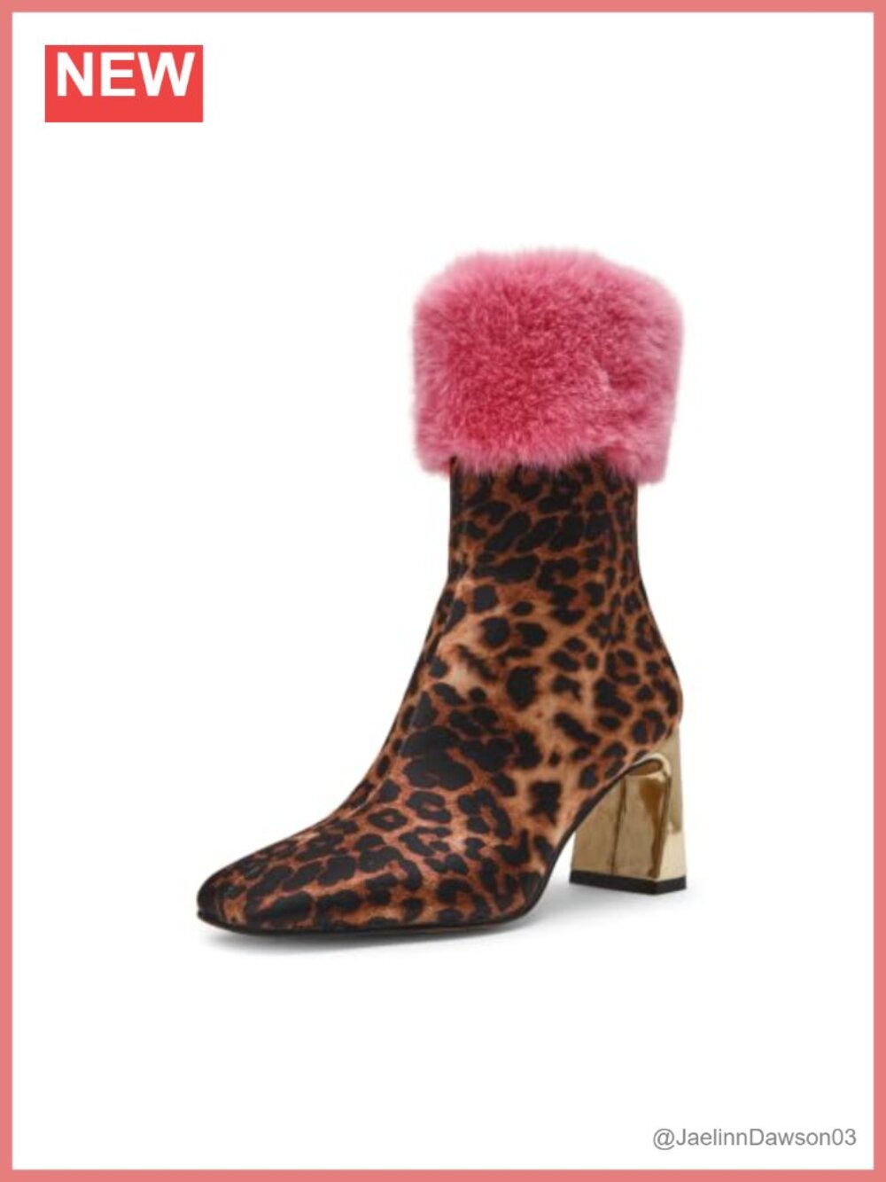 Square Toe Block Heel Mid-Calf Fashion Boot Canvas